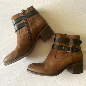 Franco Sarto Brown Leather Ankle Boots Sz 9